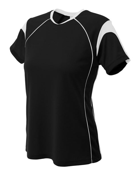 A4 Womens Color Blocked Pullover Top (NW3260), Color 'Black/White'