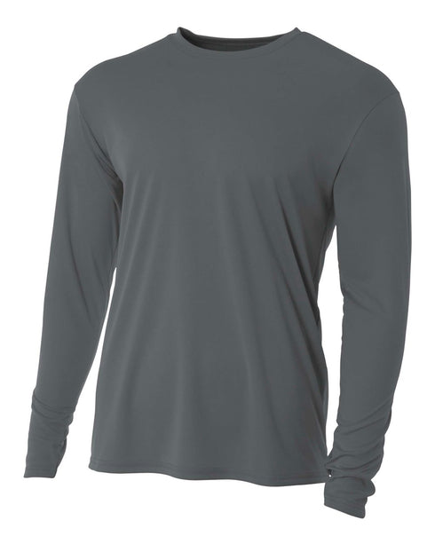 A4 Youth Cooling Performance Long Sleeve Crew (N3165), Color 'Graphite'