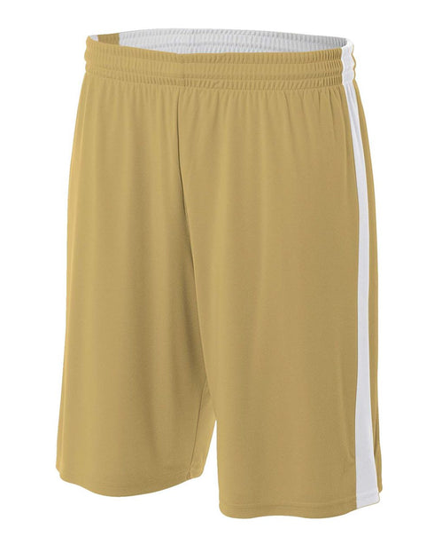 A4 Youth Reversible Moisture Management 8" Short (NB5284), Color 'Vegas Gold/White'