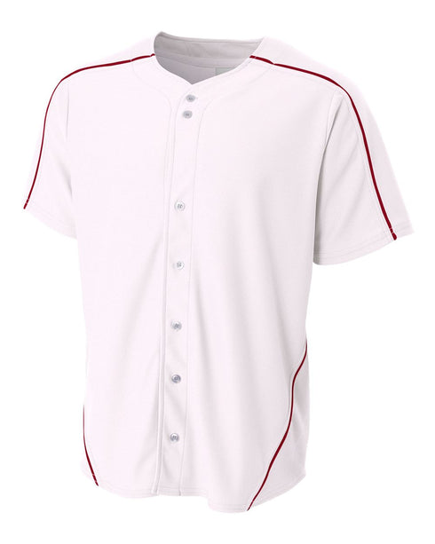 A4 Men's Warp Knit Baseball Jersey (N4214), Color 'White/Cardinal'
