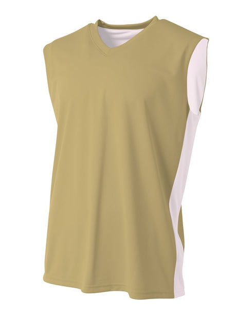 A4 Reversible Moisture Management Muscle (N2320), Color 'Vegas Gold/White'