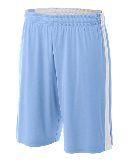 A4 Reversible Moisture Management 10" Short (N5284), Color 'Light Blue/White'