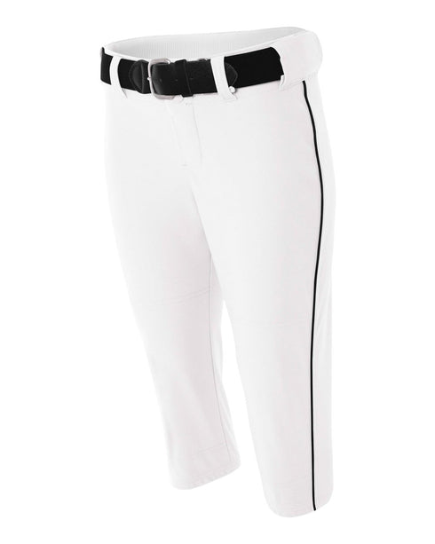 A4 Womens Softball Pant With Cording (NW6188), Color 'White/Black'
