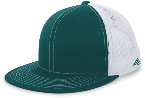 Pacific Headwear D-Series Trucker Snapback Cap (4D3), Color 'DarkGreenWhiteDarkGreen'