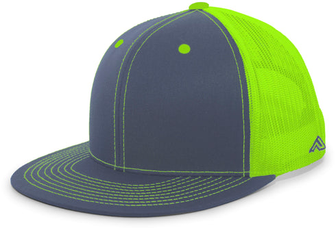 Pacific Headwear D-Series Trucker Snapback Cap (4D3), Color 'GraphiteNeonGreenGraphite'