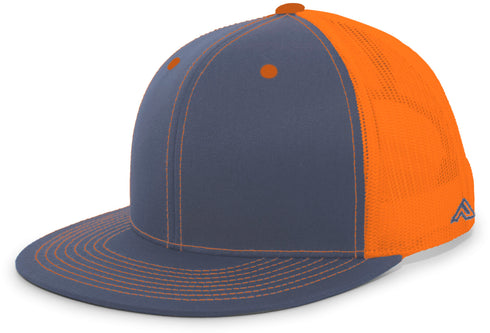 Pacific Headwear D-Series Trucker Snapback Cap (4D3), Color 'GraphiteNeonOrangeGraphite'