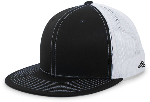 Pacific Headwear D-Series Trucker Snapback Cap (4D3), Color 'BlackWhiteBlack'