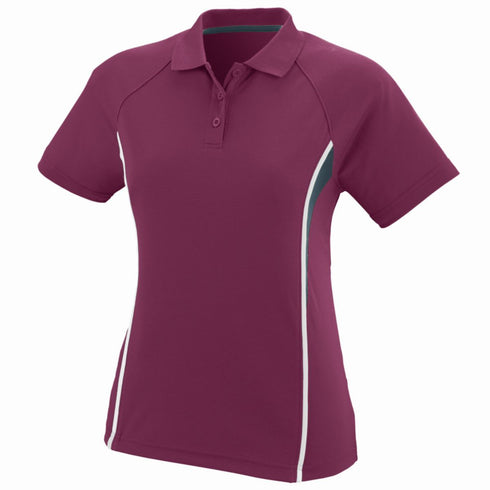 Augusta Sportswear Ladies Rival Sport Shirt (5024-C), Color 'Maroon/Slate/White'