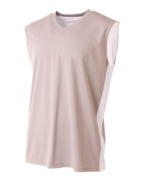 A4 Reversible Moisture Management Muscle (N2320), Color 'Silver/White'