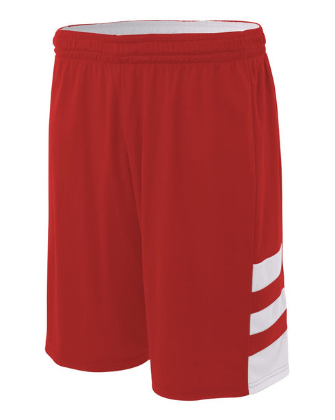 A4 10" Reversible Speedway Short (N5334), Color 'Scarlet/White'
