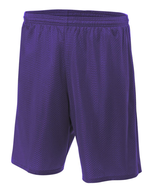 A4 9" Lined Tricot Mesh Short, Sizes 2XL-4XL (N5296), Color 'Purple'