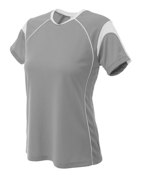 A4 Womens Color Blocked Pullover Top (NW3260), Color 'Gray/White'