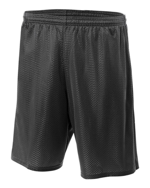 A4 9" Lined Tricot Mesh Short (N5296), Color 'Black'