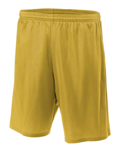 A4 Youth 6" Lined Tricot Mesh Short (NB5301), Color 'Gold'