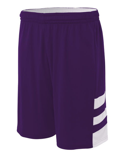 A4 10" Reversible Speedway Short (N5334), Color 'Purple/White'
