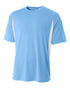 A4 Cooling Performance Color Blocked Short Sleeve Crew, Sizes 2XL-4XL (N3181), Color 'Light Blue/White'