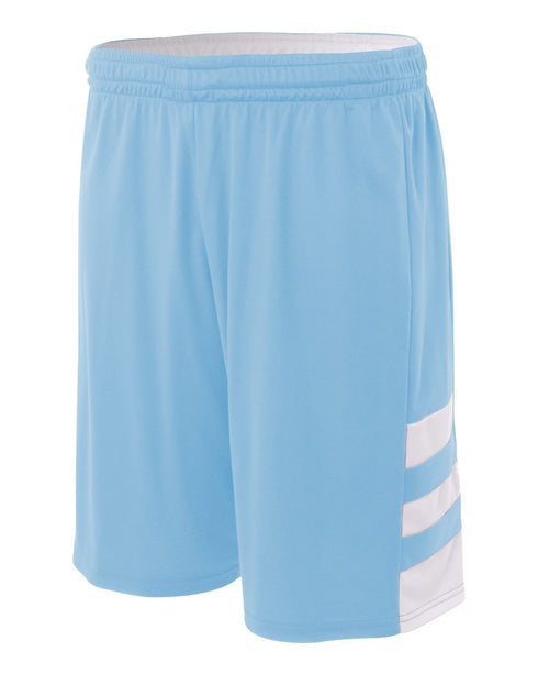 A4 10" Reversible Speedway Short (N5334), Color 'Light Blue/White'