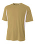 A4 Cooling Performance Color Blocked Short Sleeve Crew, Sizes 2XL-4XL (N3181), Color 'Vegas Gold/White'