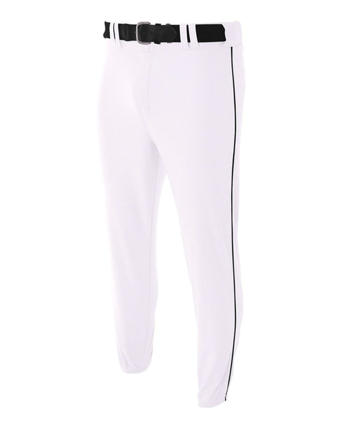 A4 Youth Pro Style Elastic Bottom Baseball Pant (NB6178), Color 'White/Black'