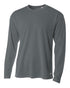 A4 Men's Long Sleeve Crew Birds Eye Mesh Tee (N3253), Color 'Graphite'