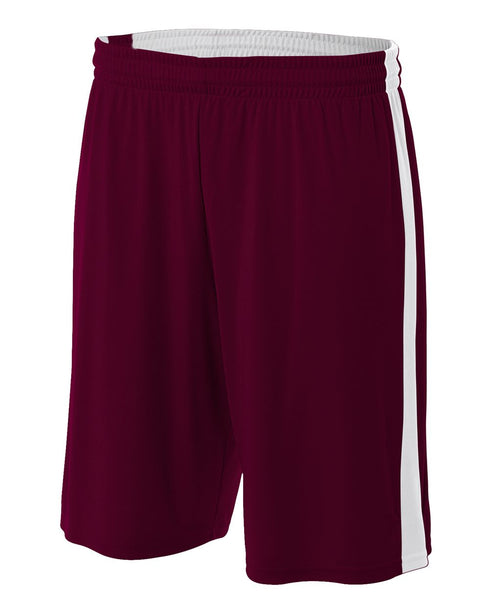 A4 Reversible Moisture Management 10" Short (N5284), Color 'Maroon/White'