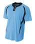 A4 2-Button Color Blocked Baseball Henley (N4229), Color 'Light Blue/Black'
