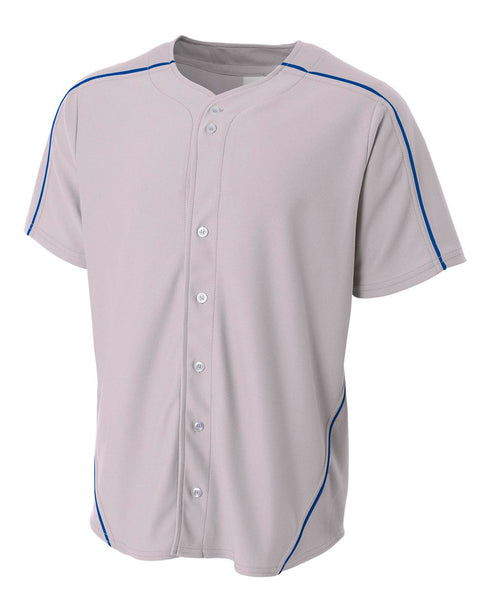 A4 Men's Warp Knit Baseball Jersey (N4214), Color 'Grey/Royal'