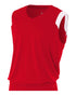 A4 Youth Moisture Management V-neck Muscle (NB2340), Color 'Scarlet/White'