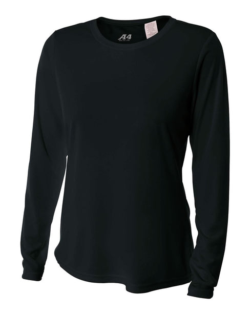 A4 Women's Long Sleeve Performance Crew, Sizes 2XL-4XL (NW3002), Color 'Black'