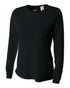 A4 Women's Long Sleeve Performance Crew, Sizes 2XL-4XL (NW3002), Color 'Black'