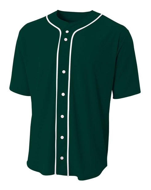 A4 Short Sleeve Full Button Baseball Top (N4184), Color 'Forest'