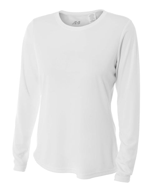 A4 Women's Long Sleeve Performance Crew, Sizes 2XL-4XL (NW3002), Color 'White'