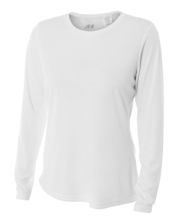 A4 Women's Long Sleeve Performance Crew, Sizes 2XL-4XL (NW3002), Color 'White'
