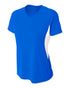 A4 Women's Color Block Performance V-Neck (NW3223), Color 'Royal/White'