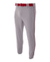 A4 Pro Style Elastic Bottom Baseball Pant (N6178), Color 'Gray/Cardinal'