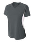 A4 Women's Color Block Performance V-Neck (NW3223), Color 'Graphite/White'