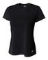 A4 Women's Short Sleeve V-Neck Birds Eye Mesh Tee (NW3254), Color 'Black'