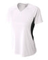 A4 Women's Color Block Performance V-Neck (NW3223), Color 'White/Black'