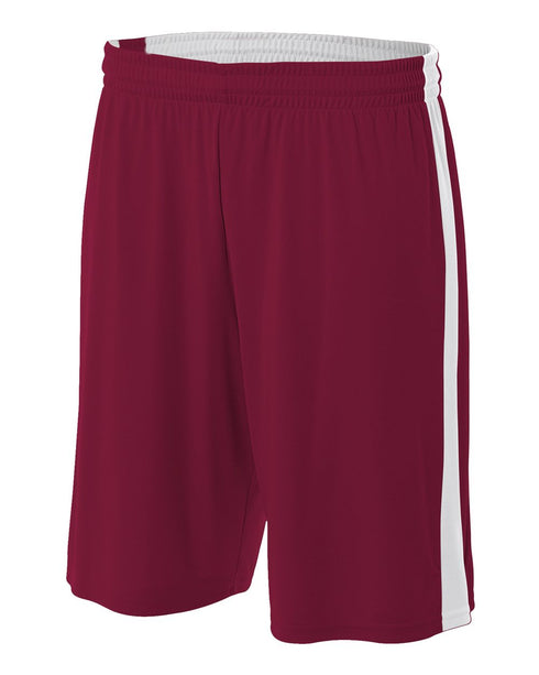 A4 Reversible Moisture Management 10" Short (N5284), Color 'Cardinal/White'