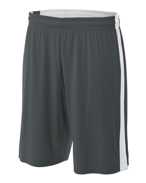 A4 Youth Reversible Moisture Management 8" Short (NB5284), Color 'Graphite/White'