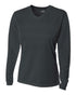A4 Women's Long Sleeve V-Neck Birds Eye Mesh Tee (NW3255), Color 'Graphite'
