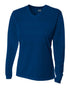 A4 Women's Long Sleeve V-Neck Birds Eye Mesh Tee (NW3255), Color 'Navy'