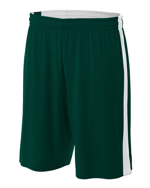 A4 Youth Reversible Moisture Management 8" Short (NB5284), Color 'Forest/White'