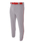 A4 Pro Style Elastic Bottom Baseball Pant (N6178), Color 'Grey/Scarlet'