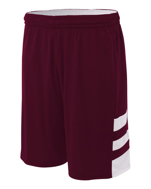 A4 10" Reversible Speedway Short (N5334), Color 'Maroon/White'