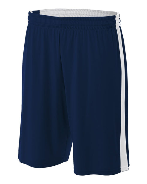 A4 Reversible Moisture Management 10" Short (N5284), Color 'Navy/White'