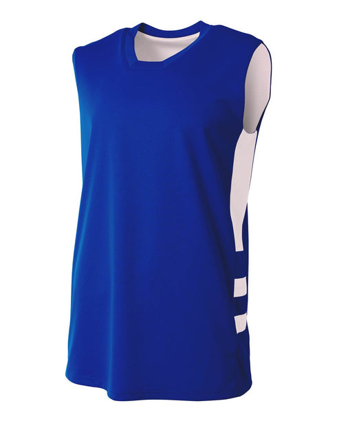 A4 Youth Reversible Speedway Muscle Tee (NB2349), Color 'Royal/White'