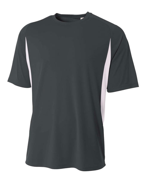 A4 Cooling Performance Color Blocked Short Sleeve Crew (N3181), Color 'Graphite/White'