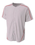 A4 Men's Warp Knit Baseball Jersey (N4214), Color 'Grey/Scarlet'