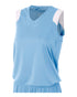 A4 Women's Moisture Management V-Neck Muscle (NW2340), Color 'Light Blue/White'